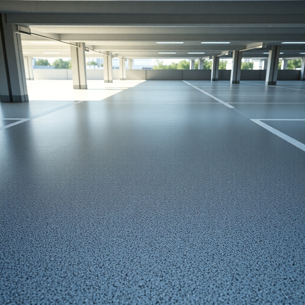 <clean photorealistic photo of a textured epoxy floor with visible sand particles in an ou