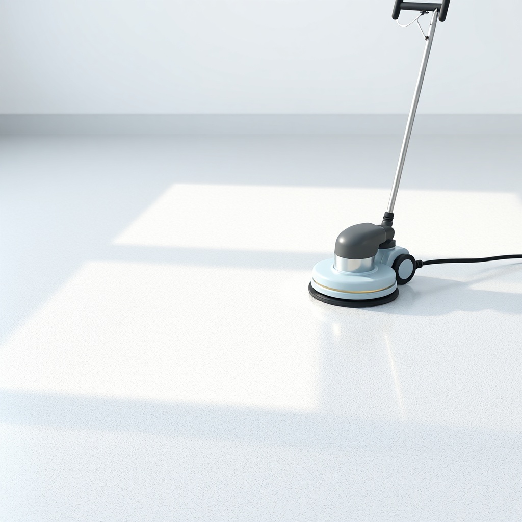 <clean photorealistic illustration of an epoxy floor being polished with a machine