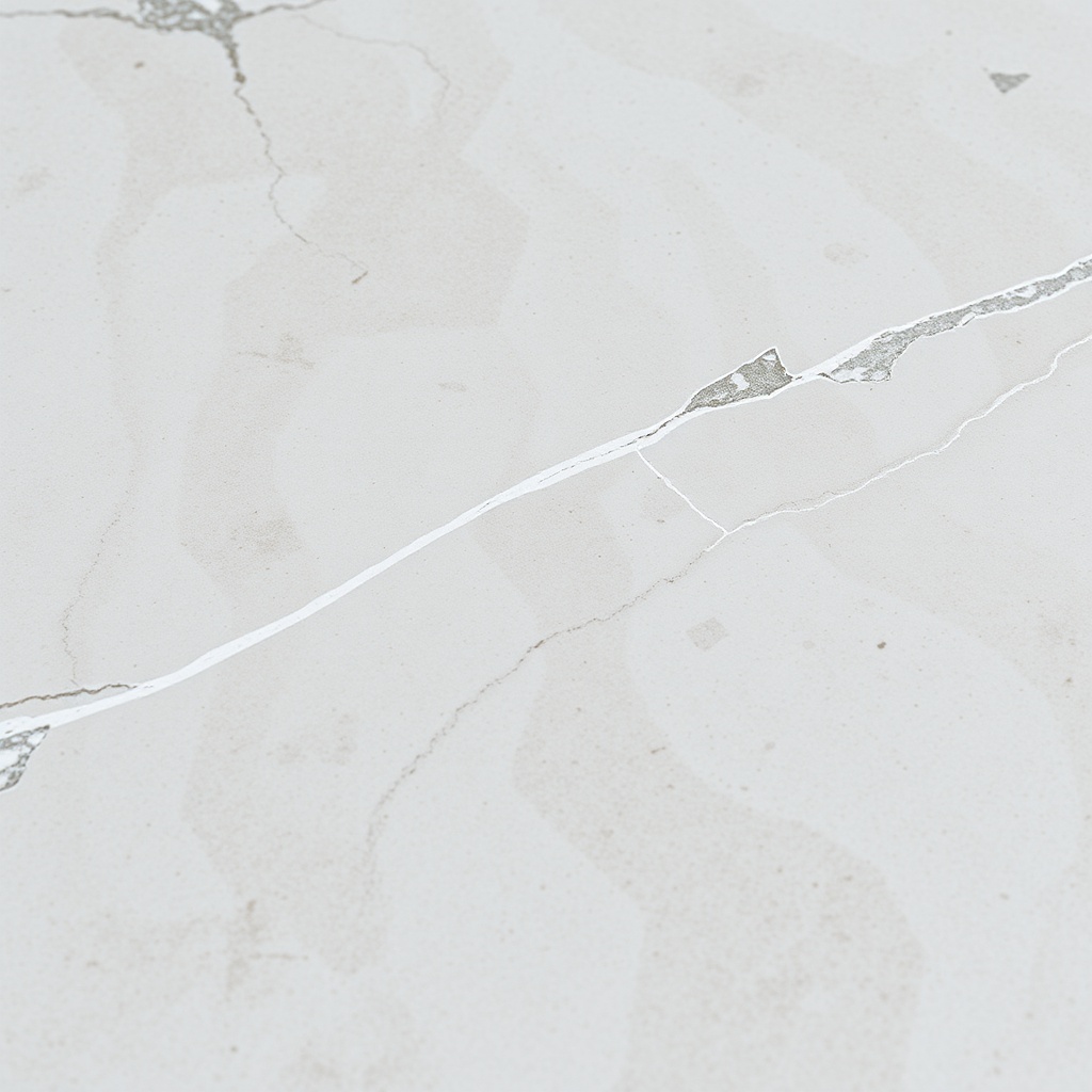 Photorealistic close-up of a Sikafloor-156 mermer görünümlü zemin showing marble veins and